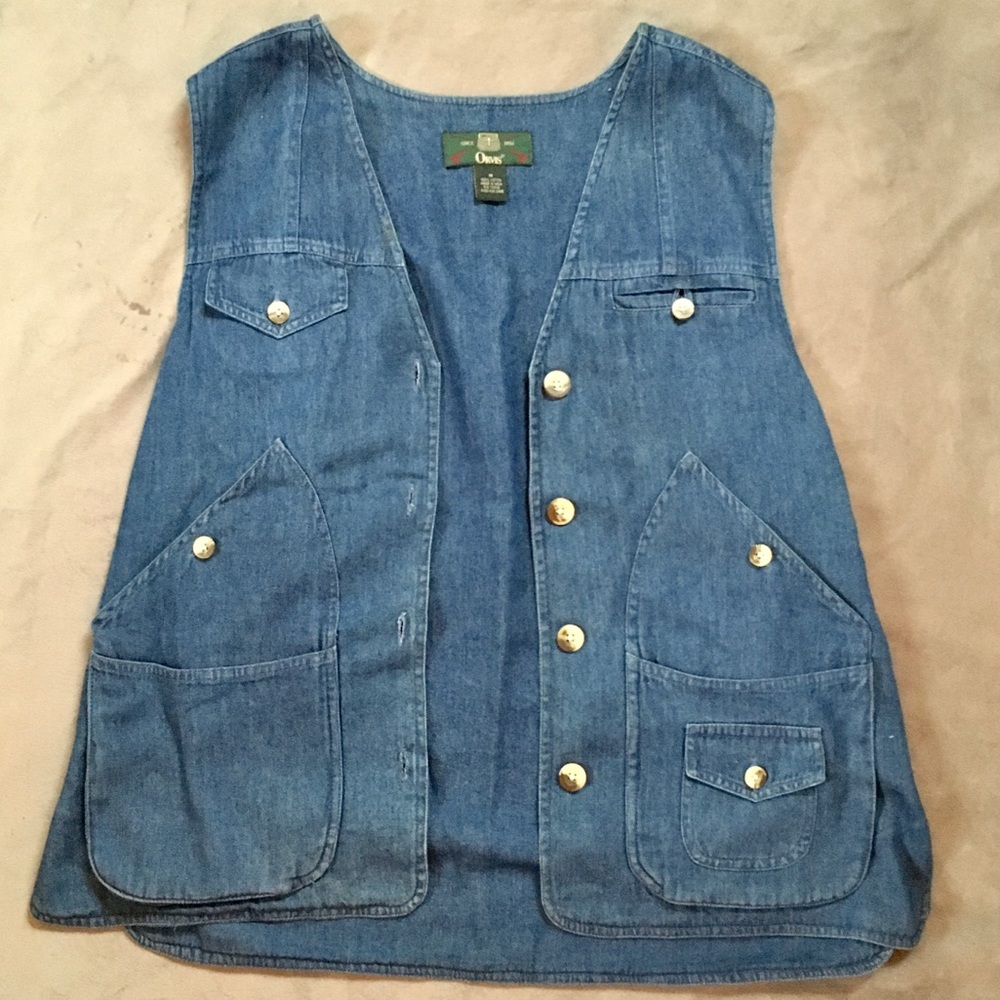 Orvis Denim Vest Pockets Blue Outdoors Tactical M